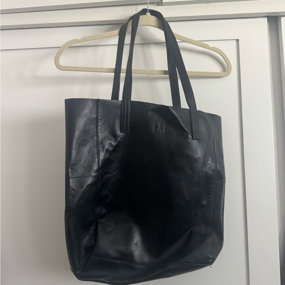 GAP Black Faux Leather Tote